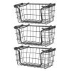 Oceanstar Stackable Metal Wire Storage Basket Set for Pantry, Countertop, Kitchen or Bathroom â€“ Black, Set of 3