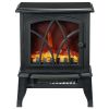 HOMCOM Electric Fireplace Heater, Freestanding Fireplace Stove with Realistic Flames Overheating Protection 750W/1500W, Black
