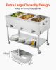 3-Pan Commercial Propane Steam Table, LP Gas Outdoor Soup Warmer with Drain Valve and 3" Wheels