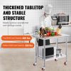 VEVOR Stainless Steel Work Table 36x24 Inch with 4 Wheels Commercial Food Prep Worktable with Casters Heavy Duty Work Table for Commercial Kitchen Res