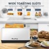 4-Slice Toaster, Extra Wide Long Slot Toaster, 6 Browning Settings, Bagel/Defrost/Reheat Functions, Removable Crumb Tray, Stainless Steel Housing