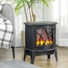 HOMCOM Electric Fireplace Heater, Freestanding Fireplace Stove with Realistic Flames Overheating Protection 750W/1500W, Black
