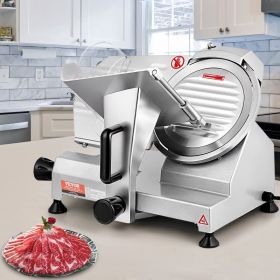 Commercial Meat Slicer, 200W Electric Deli Food Slicer, 350-400RPM Meat Slicer With 8' Carbon Steel Blade, 0 - 0.47 Inch Adjustable Thickness Ele (Option: Silver)