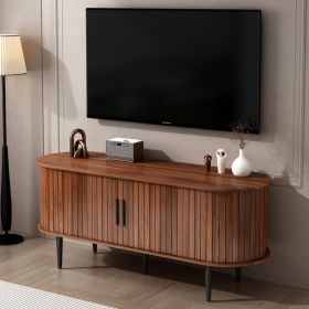 TV Stand, 47 Modern TV Console Table With Storage Compartment And Sliding Door, Gaming Entertainment Center With Cabinet For Living Room, Bedroom (Option: Walnut)